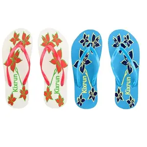 KIXRUN Stylish Lightweight Comfortable Waterproof Hawai Chappal for Girls and Women | Daily Use Slip-On Flip Flops | Casual Rubber Slippers for Home & Outdoor Wear