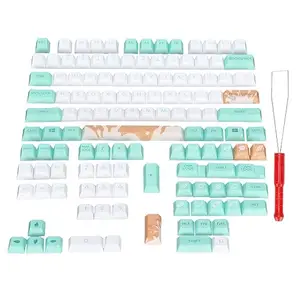 Generic PBT Keycaps, 128 Key English Style Candy Pattern Elements Thick PBT Keycap Set
