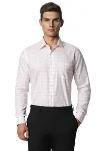 Visit the Van Heusen Store Van Heusen Men's Cotton Checkered Slim Fit Shirt (Vhsfrslbo89224_Orange 42)
