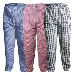 VINSON Men's Multicolour Cotton Chekered Pajama-(Medium)