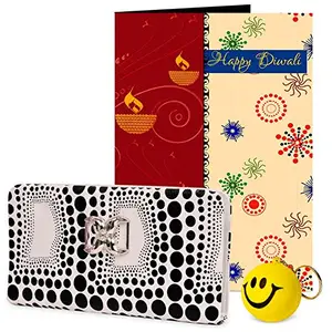 Alwaysgift Happy Diwali Ladies Wallet, Smiley Keychain,s & Greeting Card Hamper