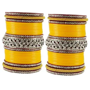 MAYA FASHION Yellow Stone Acrylic Bangle Elegant Extra Large Size Bangle | Perfect Fit for Plus Size banglesTrendy and Comfortable Fit for woman and girls | (Sku-ban1867)