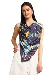 Ravaiyaa - Attitude is everything Women Silk Digital Print Large Square Scarf Breathable Lightweight Neckerchief Printed Headscarf 40" x 40" Inch