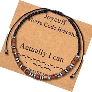 El Regalo Handmade Morse Code Unisex Bracelets- Inspirational Morse Code Adjustable Bracelets for Girls Boys Men Women (Actually I Can)