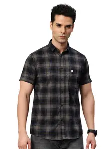 Visit the Majestic Man Store Majestic Man Men Comfort Slim Fit Checked Pure Cotton Half Sleeve Casual Shirt
