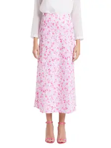 Visit the FableStreet Store FableStreet Women Skirt | Elegant High-Rise A-Line Fit with Floral Print | Lustrous Satin Fabric Casual Outings