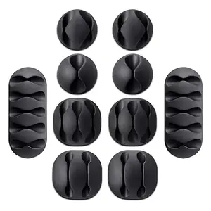 Wire Clips Cable Protector,GIM 10pack Cable Clips Desktop Cord Organizer, Multipurpose Silicone Adhesive Cord Hooks for TV Home, Office, Cubicle, Car, Desk (10 PCS Set)