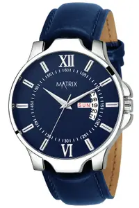 Visit the Matrix Store Matrix Antique Day & Date Leather Strap Analog Silicone Watch For Men & Boys - Black