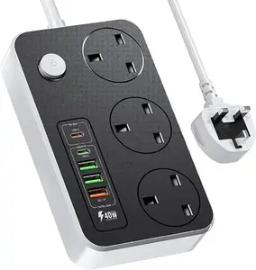 Desktop Multi Smart Power Strip with 3 AC Outlets 4 USB Fast Charging Ports Socket Adapter US UK EU AU Timer Power Socket Plug