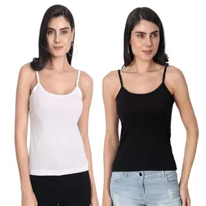 Aimly Women's Regular Fit Cotton Camisole Slip Spaghetti | Combo Pack of 2