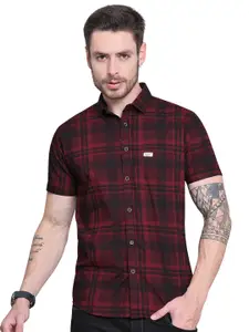 Visit the Majestic Man Store Majestic Man Men Comfort Slim Fit Checked Pure Cotton Half Sleeve Casual Shirt