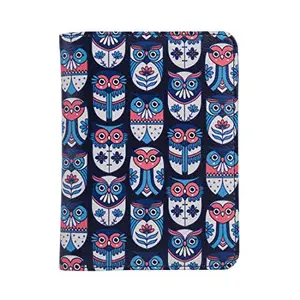 Chumbak Floral Owl Passport Holder - Blue
