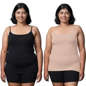 Adira | Plus Size Camisoles for Women Slips | Plus Size Camisole | Soft Adjustable Shoulder Elastic | Lightweight & Sleeveless | Offers Full Coverage | Pack of 2