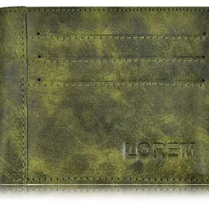 LOREM Green Men Outside ATM Slots Artificial Leather Wallet | Stylish Artificial Leather Wallet for Mens | Genuine Artificial Leather Mens Wallet (Fz-Wl17)
