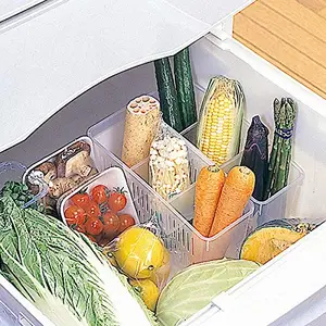 Orrda Orrda Plastic Fridge Square Storage Basket Organizer Box or Refrigerator Containers Tray (2) , 24.5 x 9.7 x 14 cm , Transparent