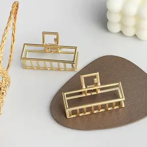 KRELIN 2PC Metal Square Hair Claw Clips Gold Hair Clips for Thick/Thin Hair Strong Hold Clamps Hair Barrettes Hair Styling Accessories for Girls