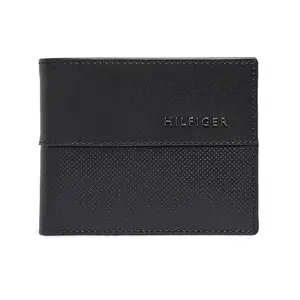 Tommy Hilfiger Men Leather RFID Protected Tuxtla Slimfold Wallet - Black, No. of Card Slot: 8