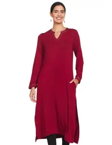 Visit the BIBA Store BIBA Women Poly Span Straight Solid Kurta