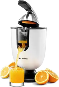 Eurolux Electric citrus juicer for lemon, grapefruit, soft stainless steel handle and tapered lid for easy use