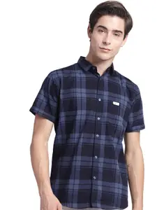 Visit the Majestic Man Store Majestic Man Men Cotton Checkered Half Sleeve Slim Fit Casual Shirt
