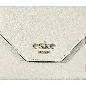 eske Eva - Tri Fold Wallet - Genuine Quilted Leather - Holds Cards, Coins and Bills - 4 Card Slots - Compact Design - Pockets for Everyday Use - Travel Friendly - Water Resistant - for Women