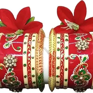 AAPESHWAR Plastic Gold-plated Beautiful Traitional Bangle Set for Women and Girls (Multicolor, 2.10) (Pack of 1)