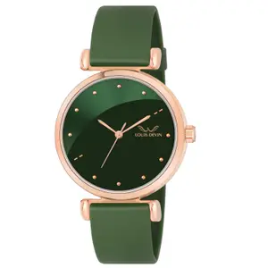 Visit the LOUIS DEVIN Store LOUIS DEVIN Silicone Strap Analog Wrist Watch for Women (Green/Brown/Blue/Black Dial) | LD-CKL191