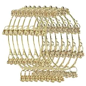 Zaya Handmade Jewelry Zaya Ethnic Wear Bangles Gold-Tone Alloy with Musical Ghungroo Charms | Women Fashionable Jewelry | Designer Bracelet Bangles For Girls | Viral Kashmiri Chudiya for Weddings, Festivals & Parties
