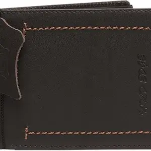 WILD EDGE Genuine Leather Dark Brown with Thread Details Men's Wallet with Snap Closure - Stylish Leather Wallet for Men (Pack of 1)