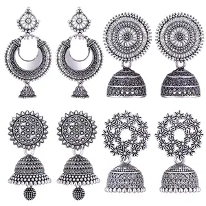 MEENAZ earrings for women fashion jhumka oxidised Silver Earrings for women Combo chandbali pearl chandbali stylish jhumkas traditional Earrings For girls South indian traditional Ear Rings -M139