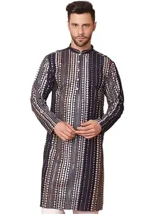 Jompers Men Navy Mirror Work Kurtas (Navy, XL)