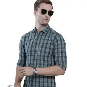 Visit the The Indian Garage Co Store The Indian Garage Co Men Slim Fit Checkered Full Sleeves Spread Collar Casual Shirt