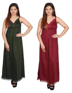 Rylie Women's Hosiery Cotton Full Length Camisole, Long Inner Wear Petticoat-Nighty Slip-Kurti Slip-Suit Combo Pack of 2 Set