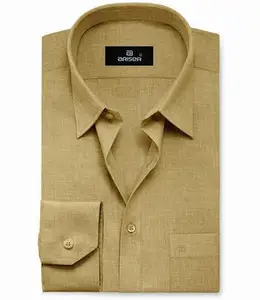ARISER Davos Dark Tan Color Cotton Full Sleeve Solid Slim Fit Formal Shirt for Men Pack of 1