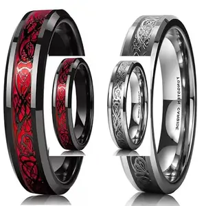 Men Valentine Smart Temperature Combo Ring Silver & Black (IR3287)