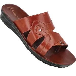 WALKAROO Mens Synthetic Leather Slip-on Tan Covering Sandals (WG5435) | 06 UK
