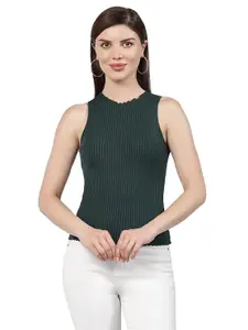 Kalt Womens Knitted, Ribbed Cotton Fitted Sleeveless Round Neck Cami Tank Top for Women Stylish