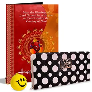 Alwaysgift May The Blessings of Lord Ganesha Ladies Wallet, Smiley Keychain,s & Greeting Card Hamper