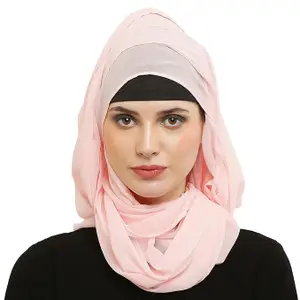 Evelia Women's Georgette Pink Hijab Scarf