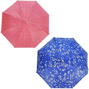 RAINPOPSON 2 Fold Printed Umbrella Big Size Umbrella for Women Stylish & Men UV Protection Ladies Umbrella Combo for Summer & Rainy Season (Multicolour) - Combo Pack of 2