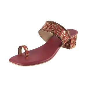Visit the Metro Store Metro Women's Gold Ethnic wear Block Heel Fashion Sandals
