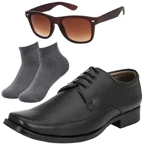 Vitoria Tranding l Men Black Lace Formal Shoes with Dark Gray Socks & Brown Wyfer/7