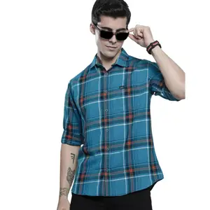 Brand: The Indian Garage Co The Indian Garage Co Men Slim Fit Checkered Full Sleeves Spread Collar Casual Shirt