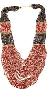 Glass Crystal and Necklace for Women's-Jewelary Set-Peach- Bronze-12