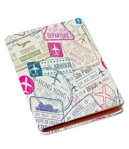 FASHION DUET Many Stamps Printed Passport Case/Card/Travel Document Holder for Travel Use,Compact Passport Cover/Unisex Passport Holder for Men