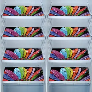 ARADENT PVC Refrigerator Mats (12X17 Inches, Multicolor), Set of 8