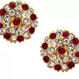 VFJ VIGHNAHARTA FASHION JEWELLERY Vighnaharta South Culture American Diamond studded South Screw Back Alloy Gold and Micron Plated Stud Earring- VFJ1133ERG