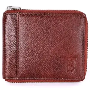 Breaking Threads Genuine Leather Zipper Wallet for Men Tan | Handcrafted | Zip Protection | RFID Card Holder