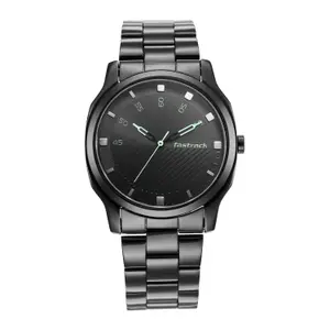 Visit the Fastrack Store Fastrack Stunners Quartz Analog Black Dial Black Stainless Steel Strap Watch for Guys - NT3255NM02