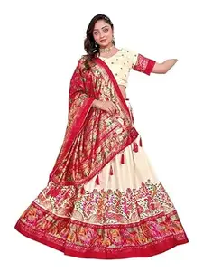 Women's Trending Pure Dolla silk Lehenga Choli Print with Foil Work With Unstitched Blouse Patola Print Adorned with Foil Work For Any Occasion